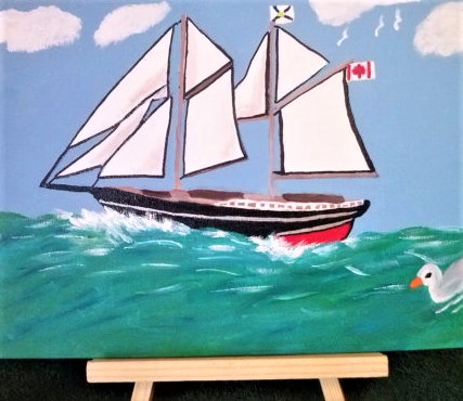 Bluenose Schooner Nova Scotia Folk Art Painting