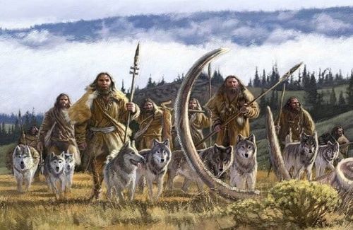 men dogs prehistoric hunters