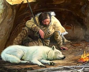 Early Dog with prehistoric man