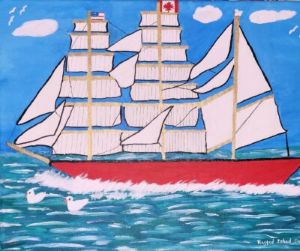 nova scotia folk art ship in full sail mary lee burhoe