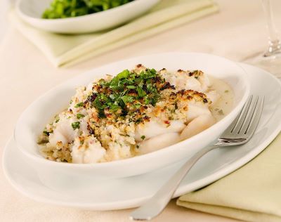 My Fave Atlantic Seafood Recipes: Lobster chowder – Atlantic Scallops au Gratin – Baked Stuffed Haddock atlantic scallops au gratin seafood recipe