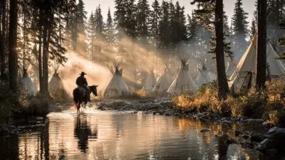 WOODLAND CREE HISTORY Hunters, Trappers, Scouts, Soldiers, Residential Students, Entrepreneurs Bordertown first nations Cree encampment