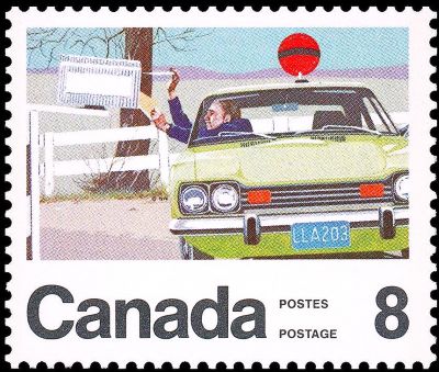 Memories of a Rural Mail Driver: From Kitchen Post Offices & Steam Trains to Personal Data Terminals canada stamp 639 rural mail courier 8 1974