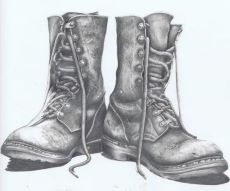 old work boots for working on the highway