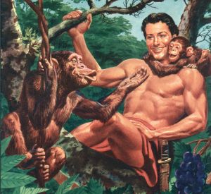 Edgar Rice Burroughs, Tarzan Dell comic book cover - monkeys