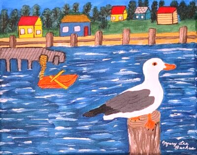Seagull Maritime Folk Art by Mary Lee Burhoe