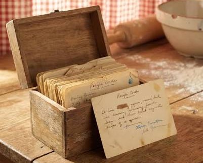 Old kitchen recipe cards box